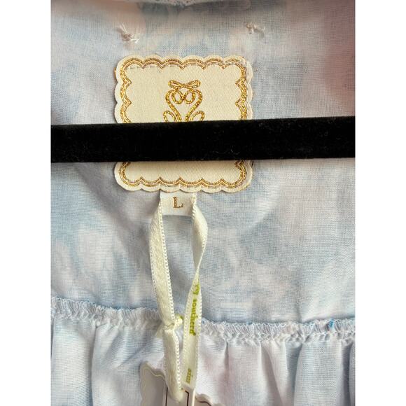 Simply Southern Floral Blue Pink Baby Doll Long Sleeve Dress Size Large - Picture 3 of 3